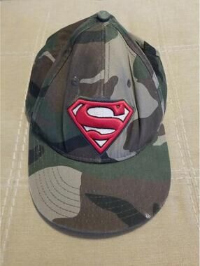 Superman Hat Green Camo Camouflage Hat Cap DC Comics